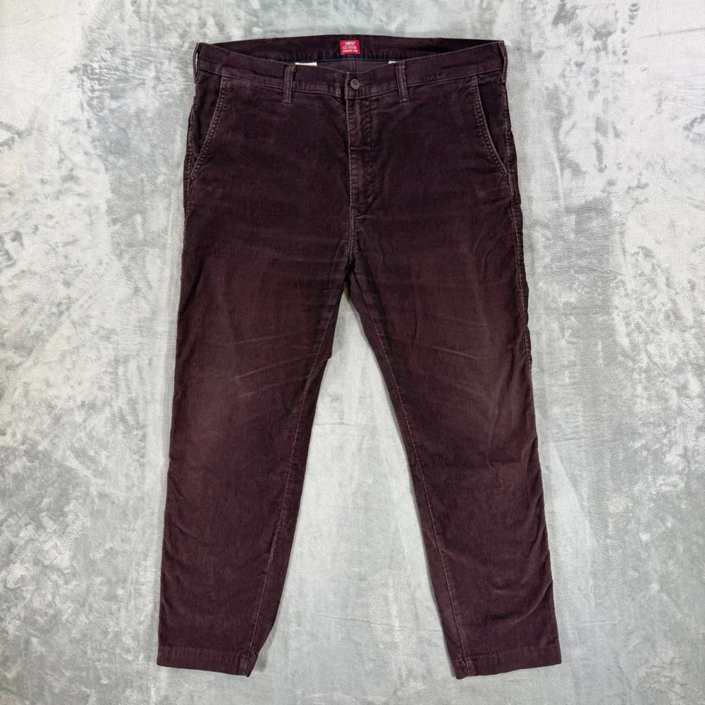 Levis XX Chino Standard Taper Corduroy Pants Mens 38x30 Burgundy Plum Brown Pant